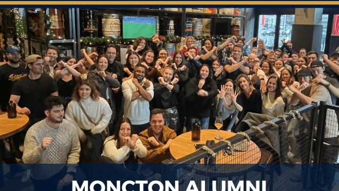 Promotional graphic for Moncton Alumni Reception