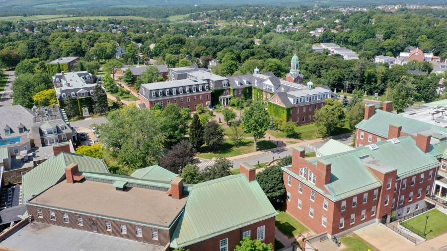 An aerial view of campus