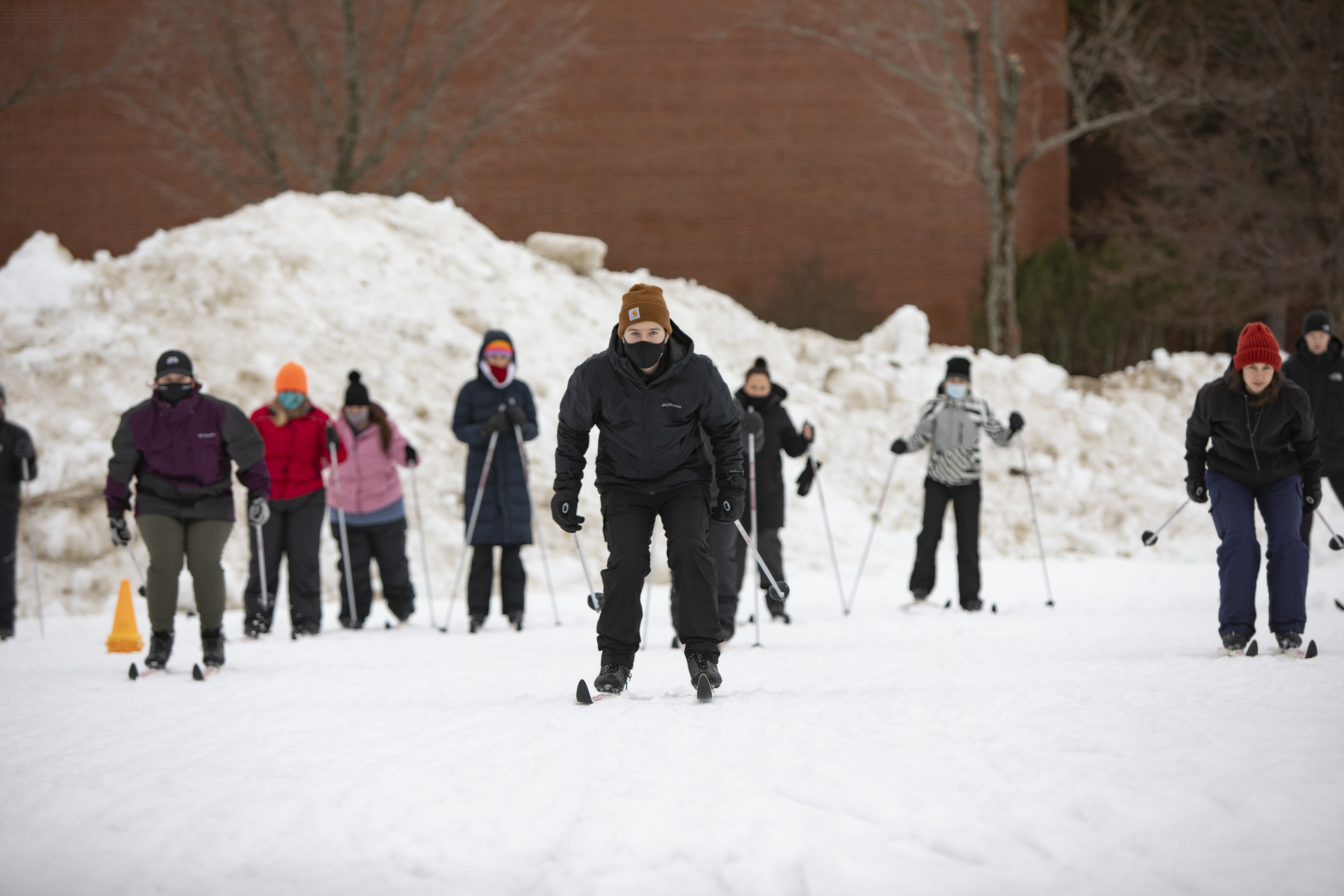 Students cross-country ski