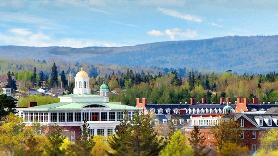 An aerial view of campus