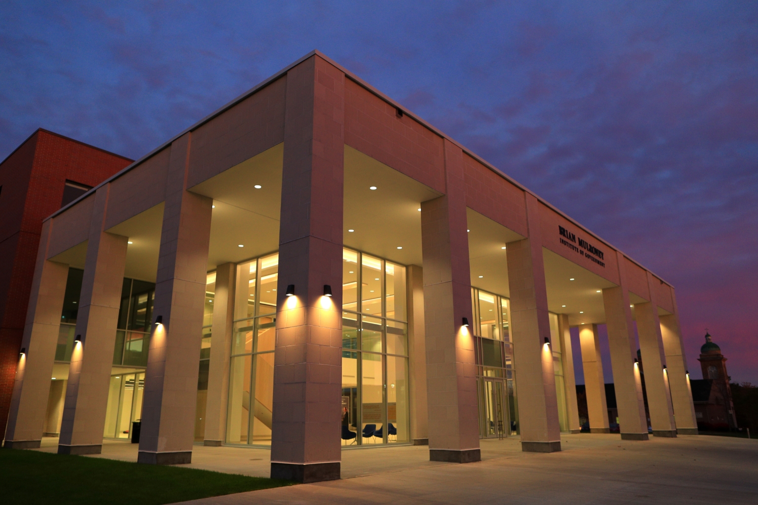 Mulroney Hall at sunset