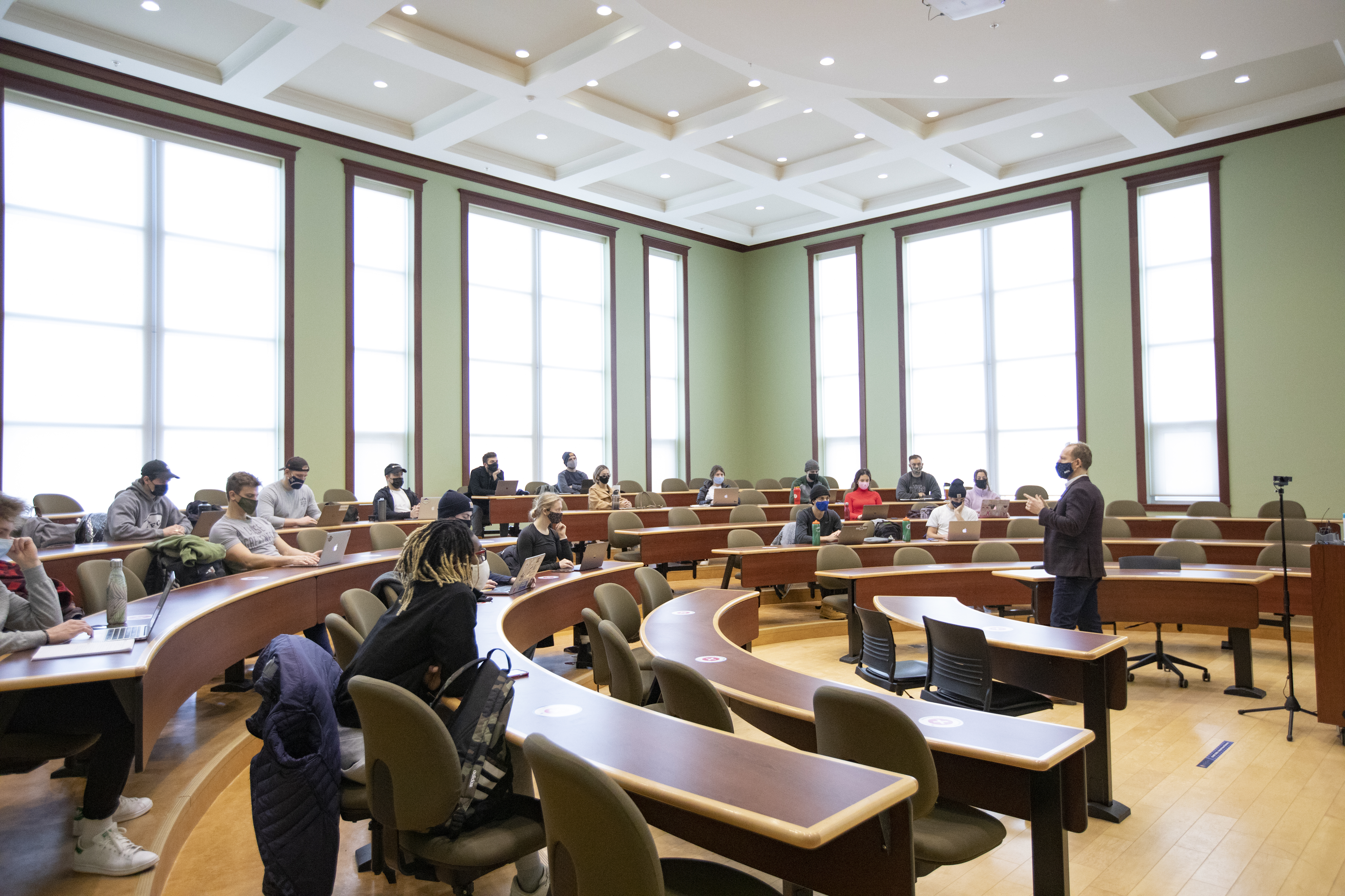 A business professor teaching class