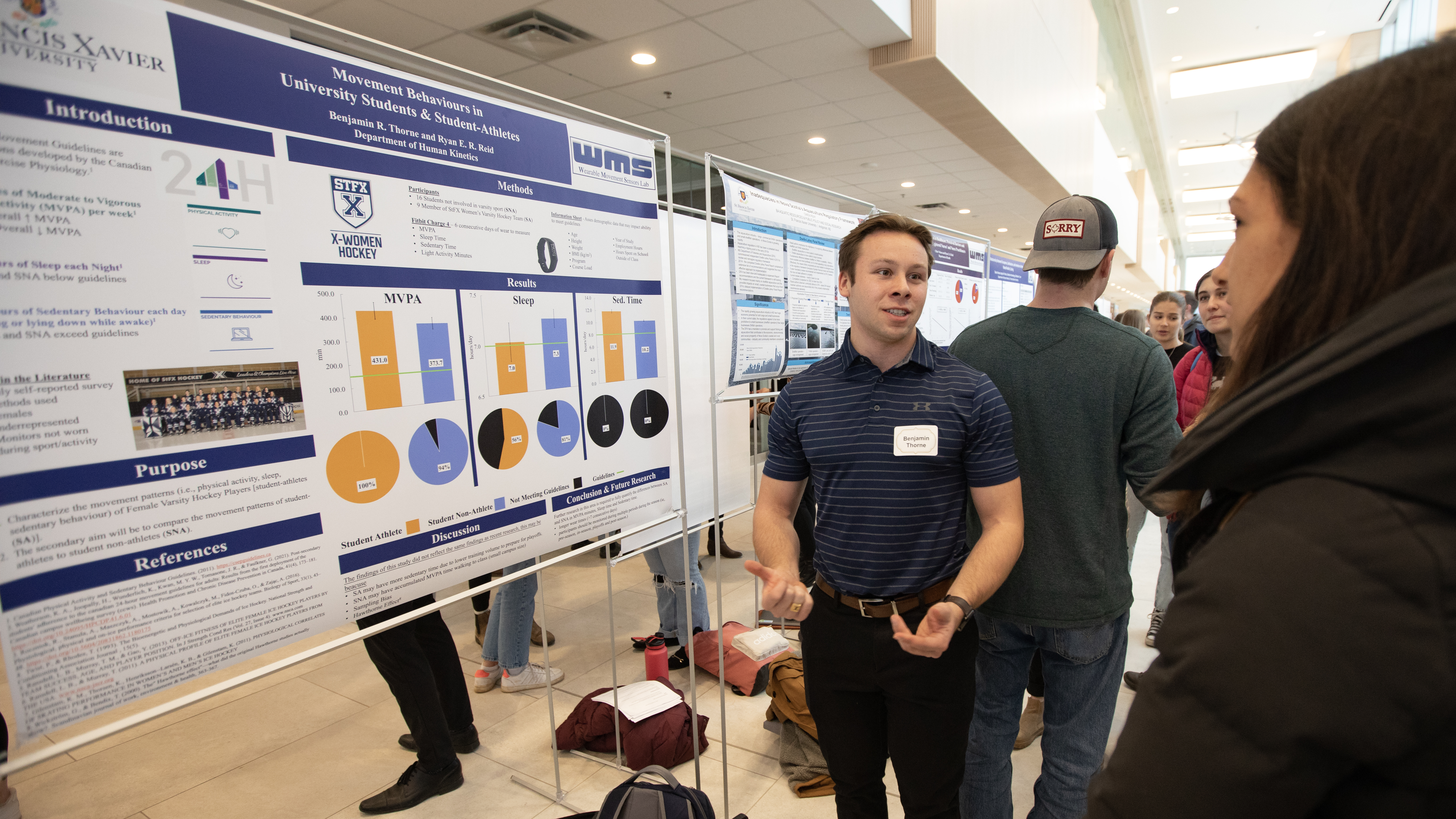 Student presenting research