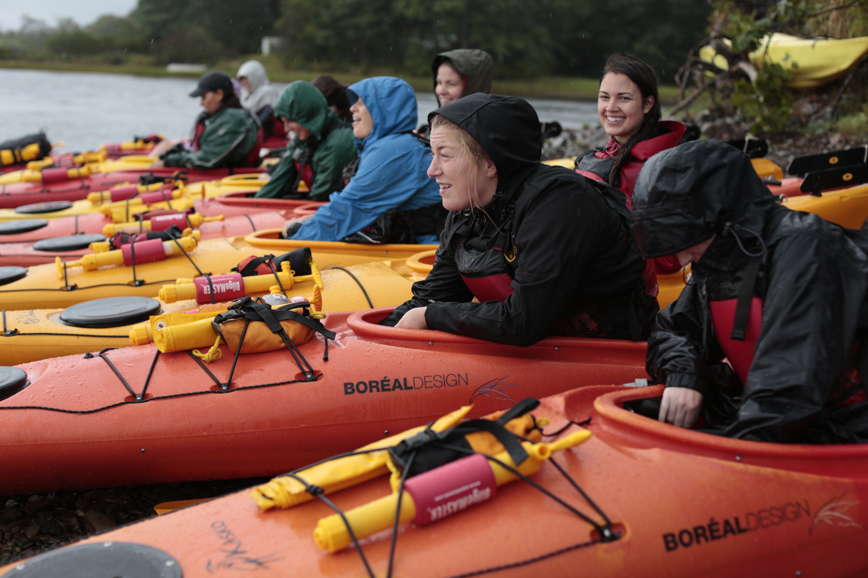 Students on kayaks