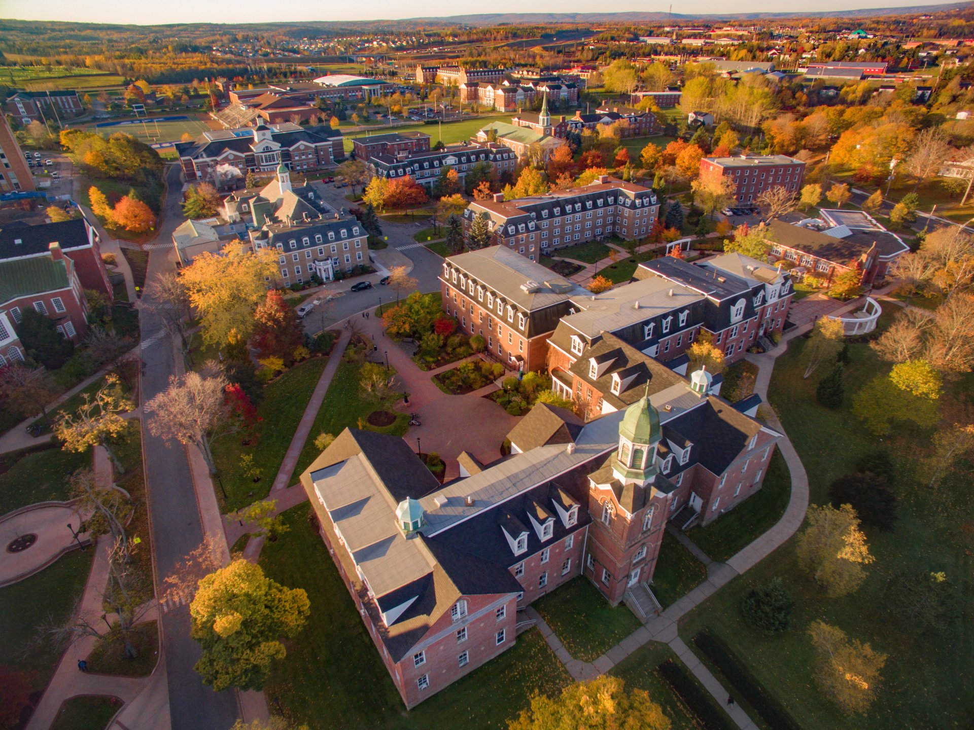 aerial view of StFX and Antigonish