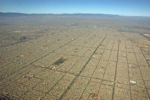 drone shot of a city