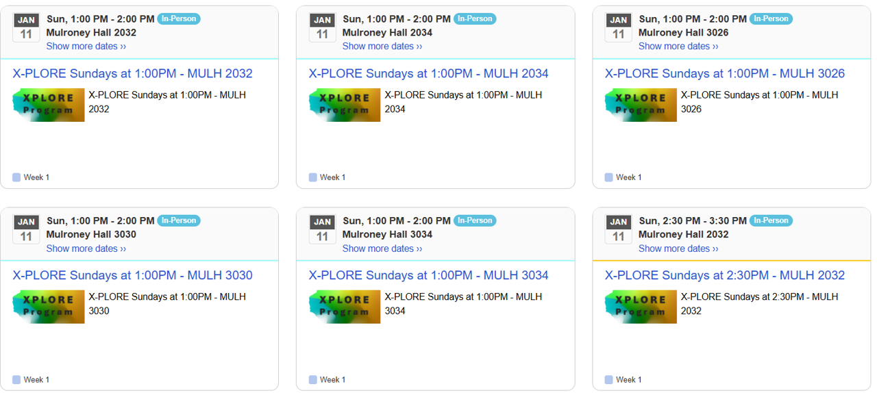 picture of explore calendar of workshops