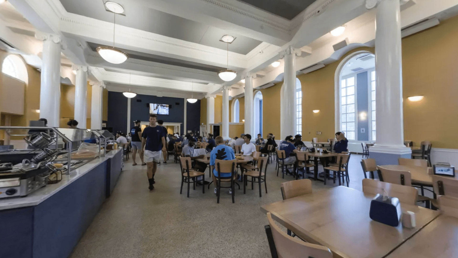Students in campus dining hall