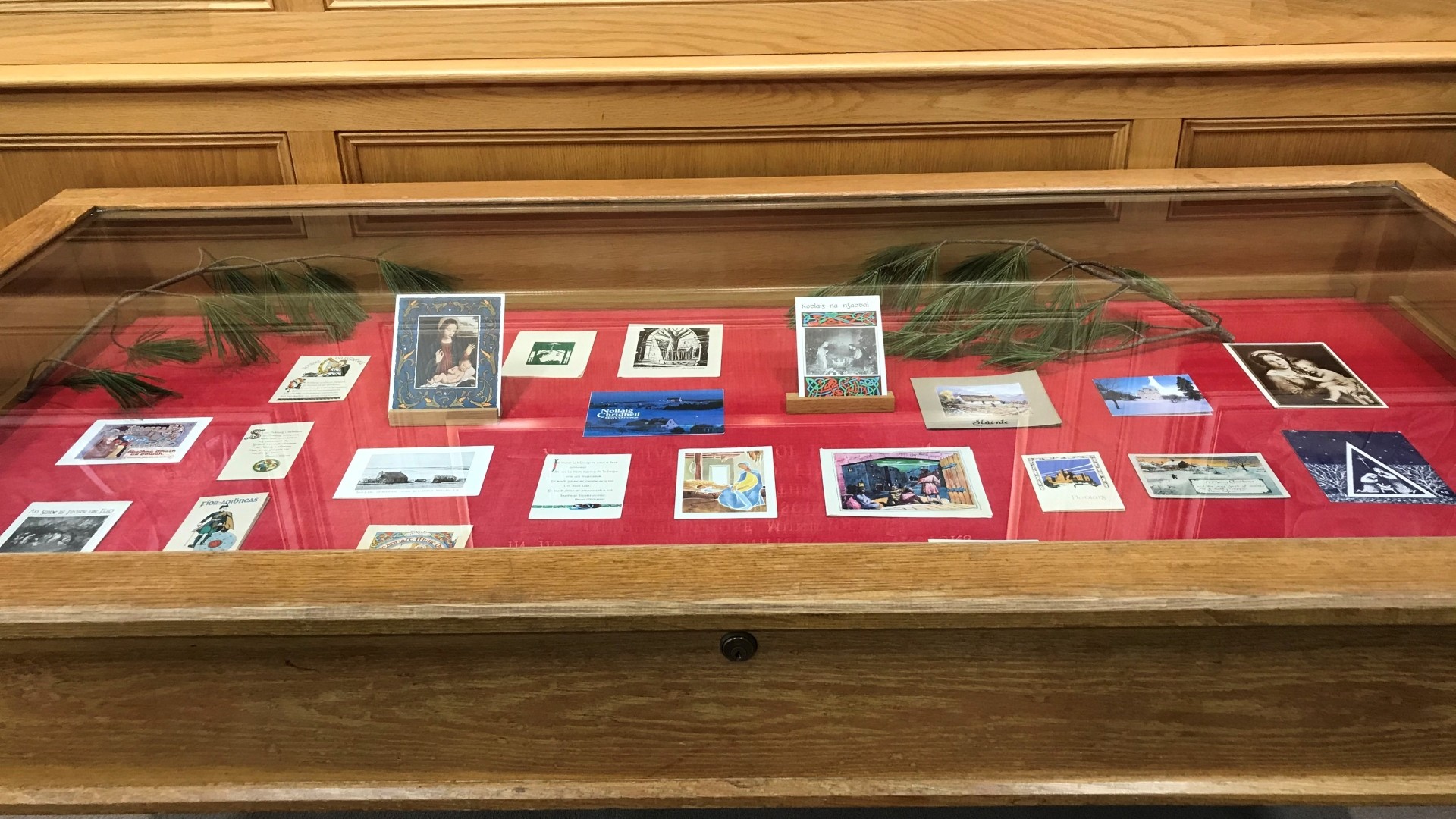 Museum display of Christmas cards