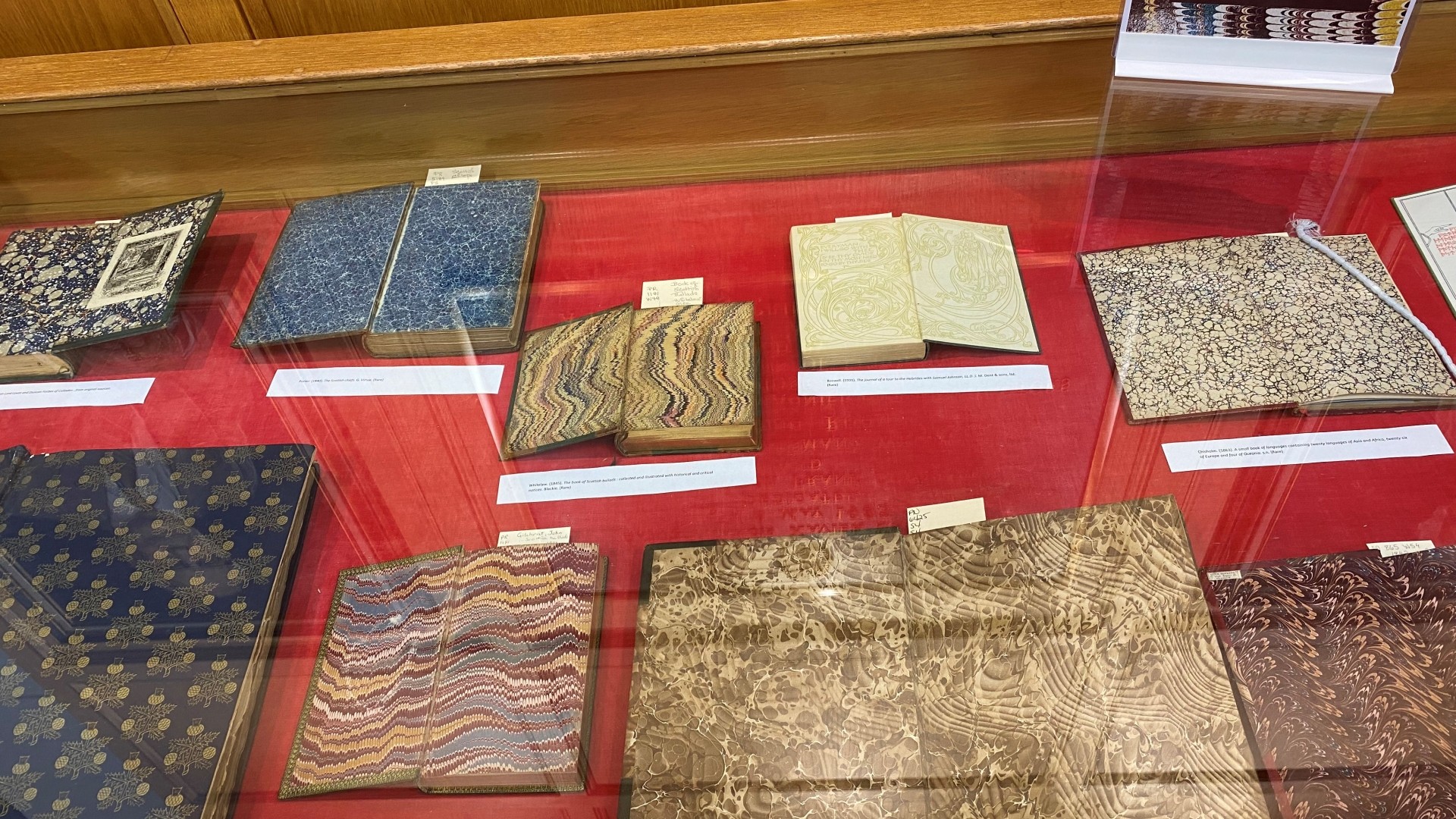 Museum display of Rare Book Endpapers