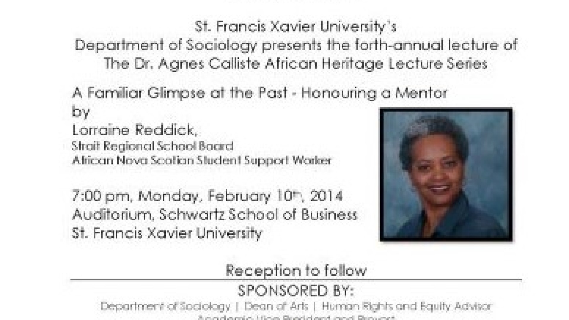 Poster: A Familiar Glimpse of the Past - Honouring a Mentor featuring Larraine Reddick