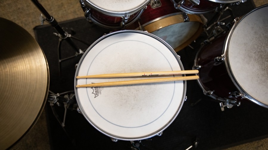 Photo of a drum set