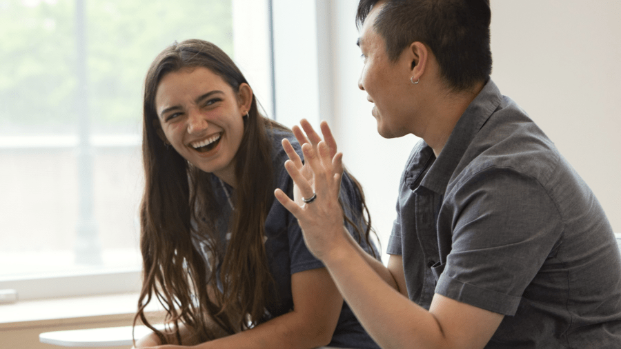 Students Interacting First Floor Mulroney Hall