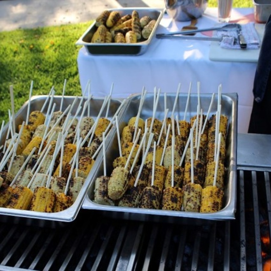 Trays of BBQ Corn on the grill