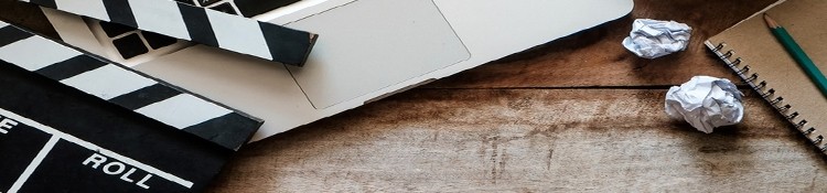 clapperboard on a table