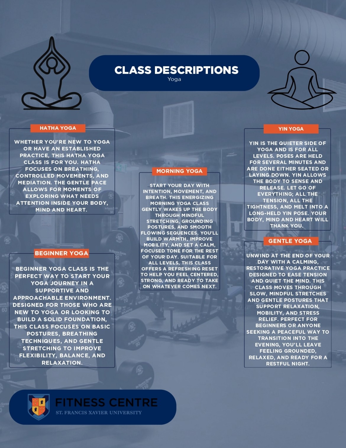 Class descriptions of group fitness mobility and wellness classes