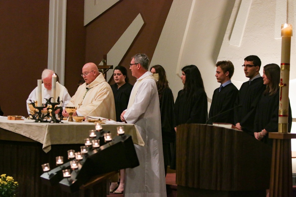 People participating in a religious service