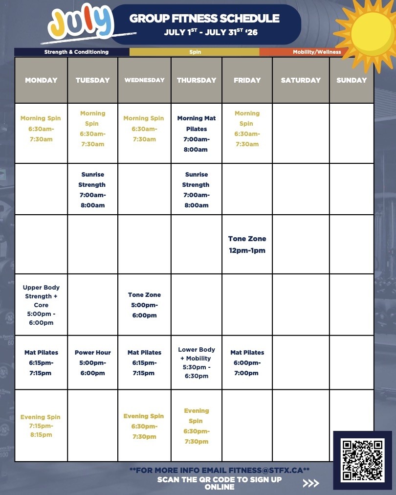 July Group Fitness Schedule