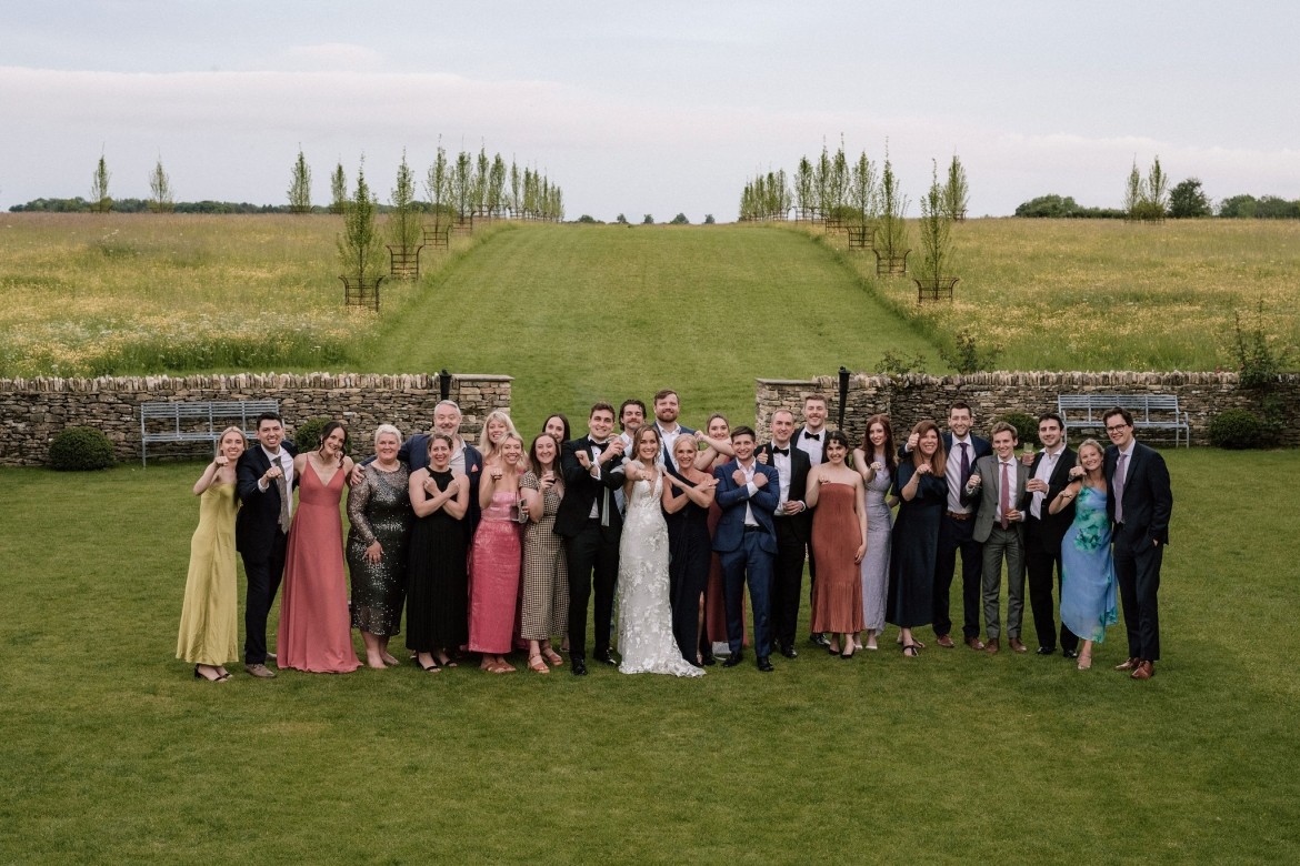 Wedding party in an outdoor setting