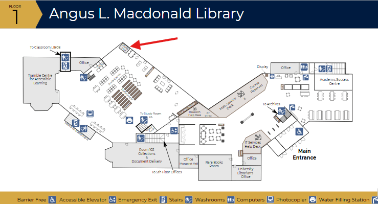 Map of Library to access study pod