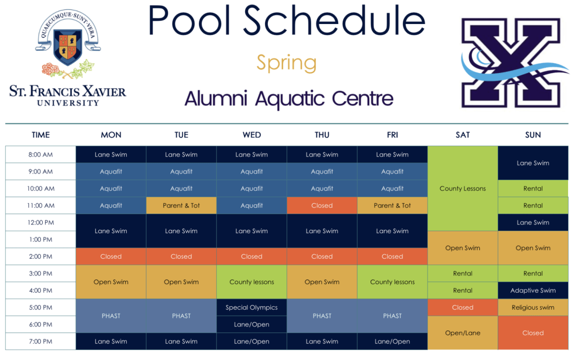 Alumni Aquatic Centre - Pool Schedule
