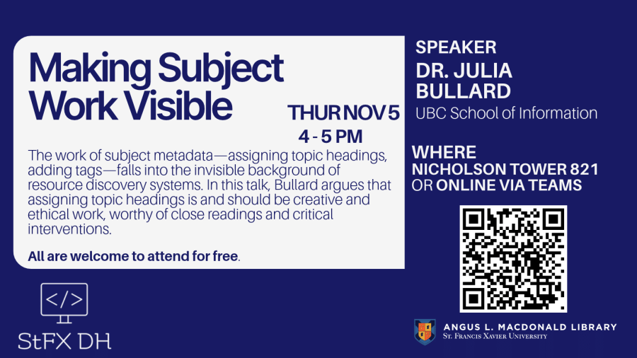 Poster for Julia Bullard talk- all text is on the website