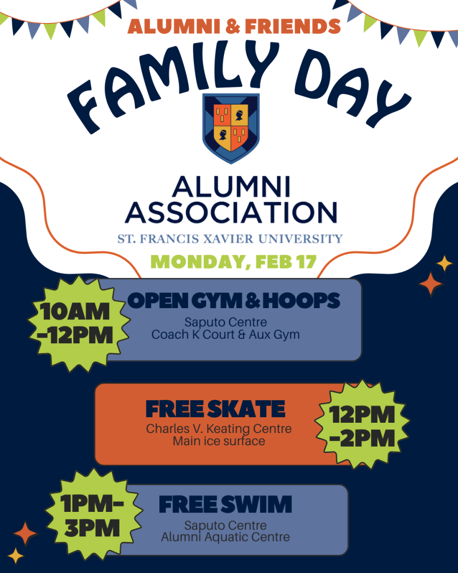 Family day at StFX, open gym, free skate, free swim