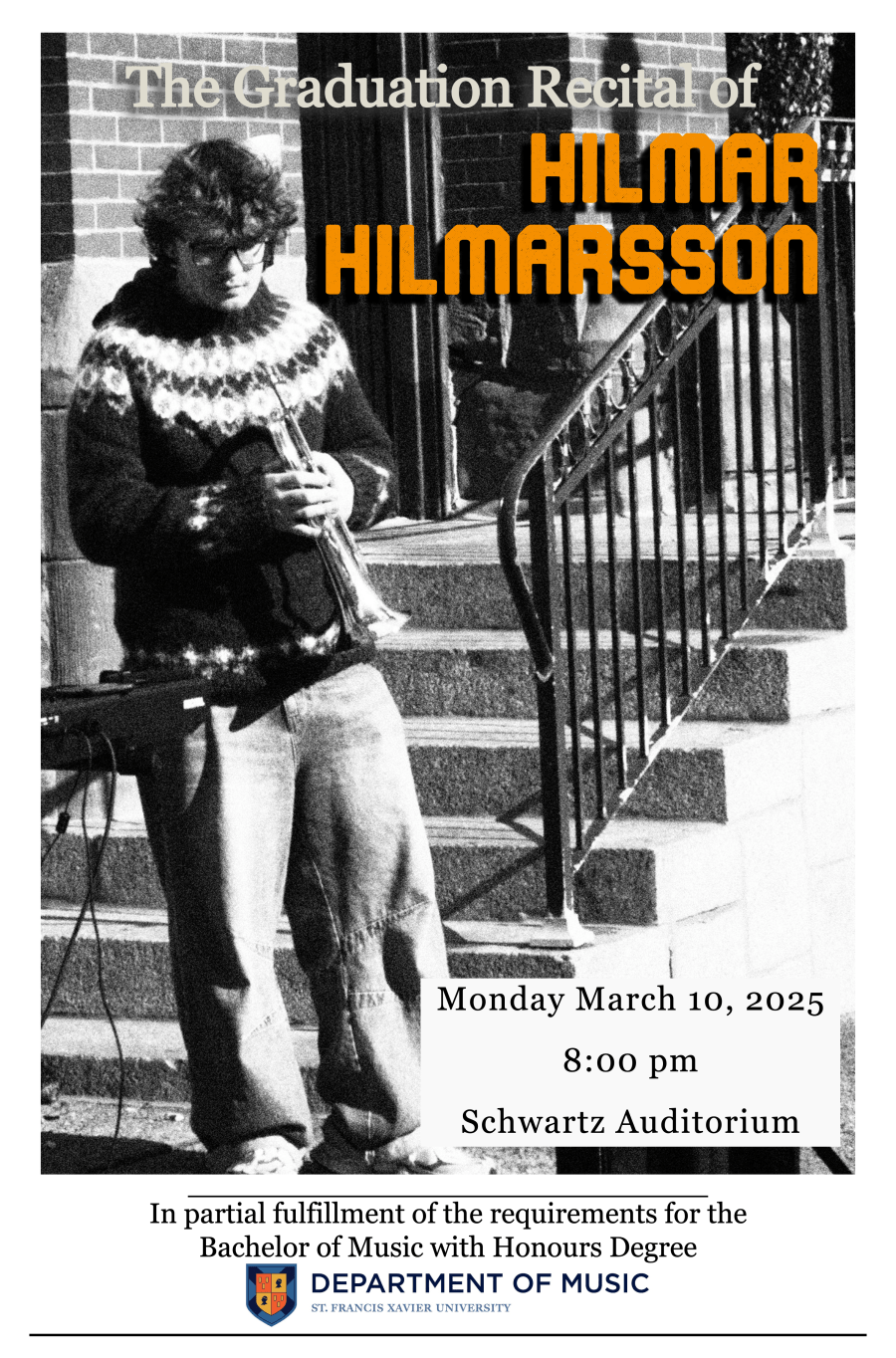 Hilmar Hilmarsson Graduation Recital - March 10 @ 8pm, Schwartz Auditorium
