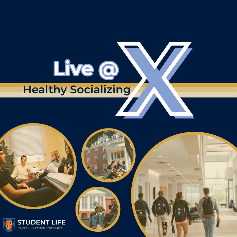 Graphic with blue background and gold accents and the title of the sessions and four pictures of a diverse group of students in diffrent locations across campus