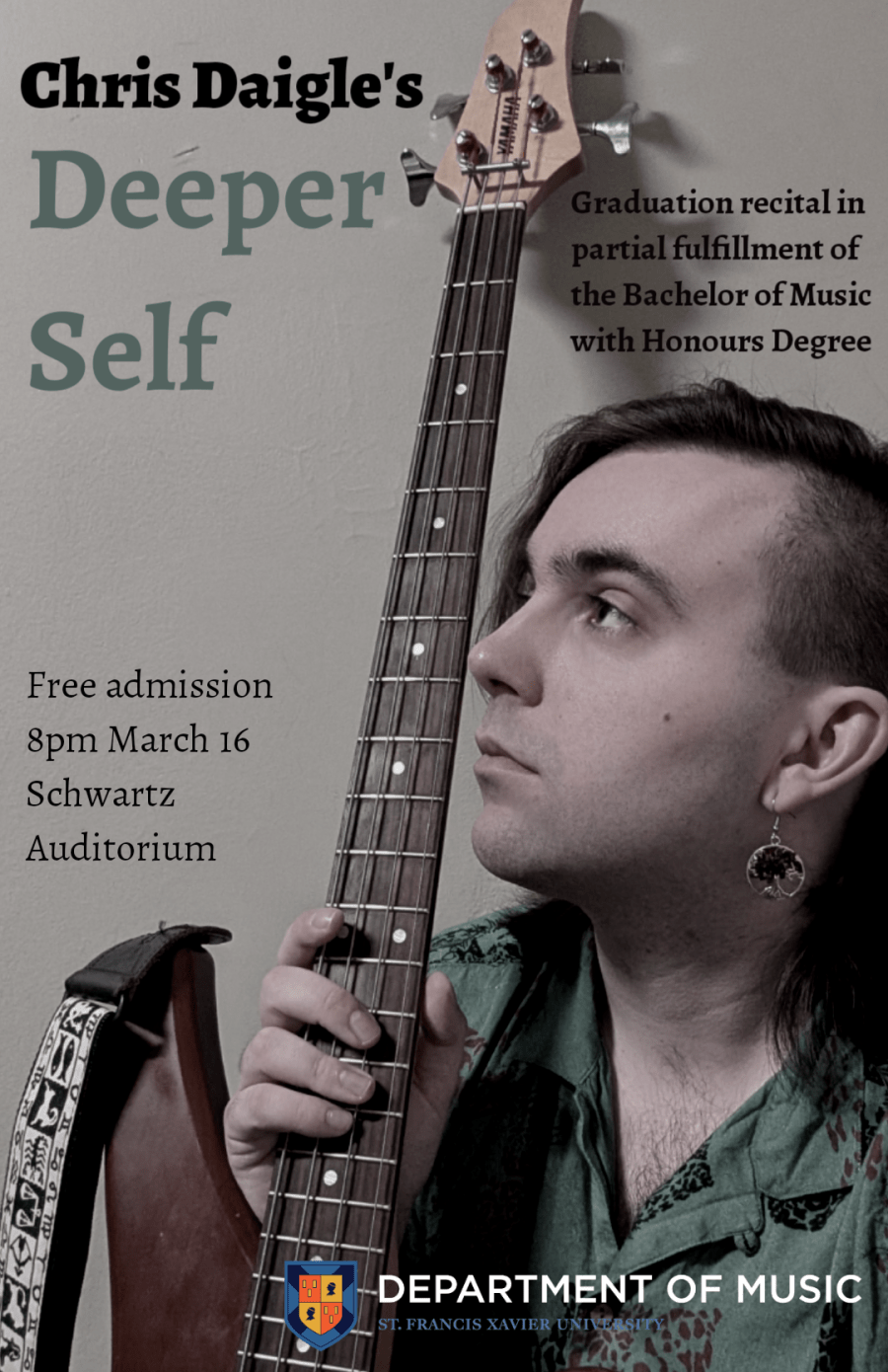 Chris Daigle Graduation Recital - March 16 @ 8pm (Schwartz Auditorium)