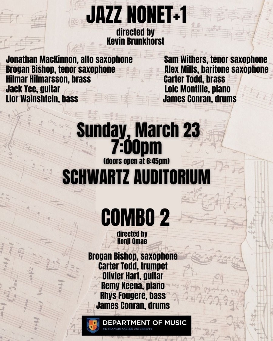 March 23 @ 7pm - Jazz Nonet+1 & Combo 2 @ 7pm (Schwartz Auditorium