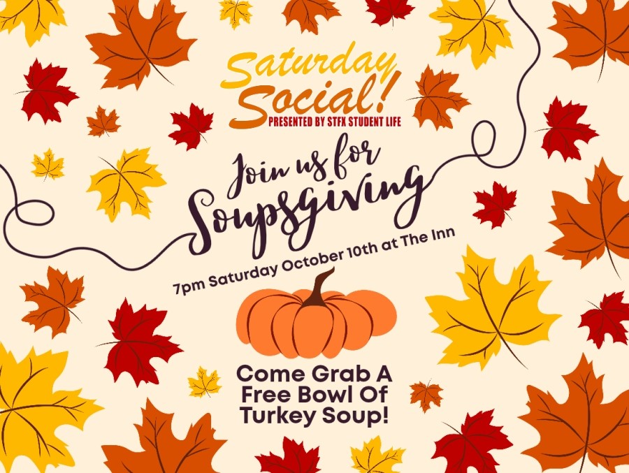 The image contains the details about the Soupsgiving event.