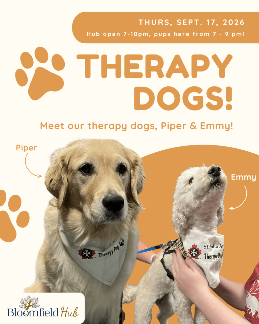 This image contains information regarding Therapy Dogs session.