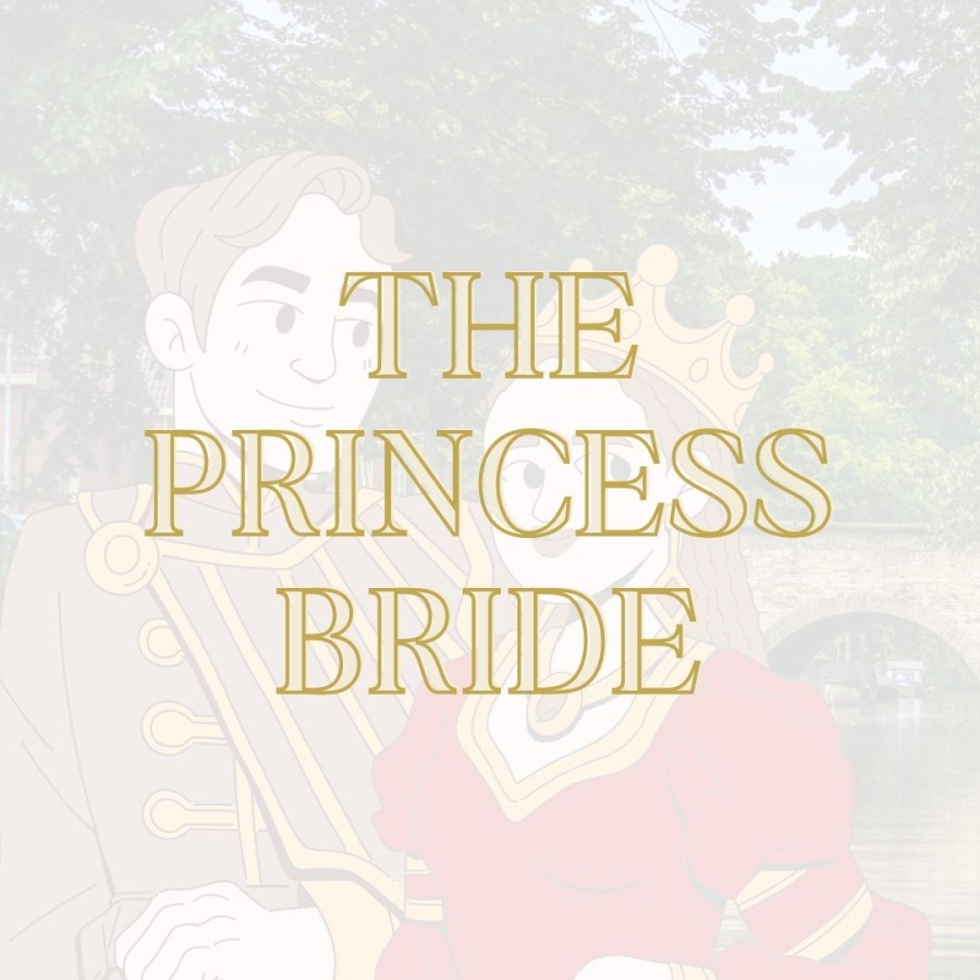  The image is a faint, stylized depiction of characters from "The Princess Bride," with the movie's title in bold script across the center.