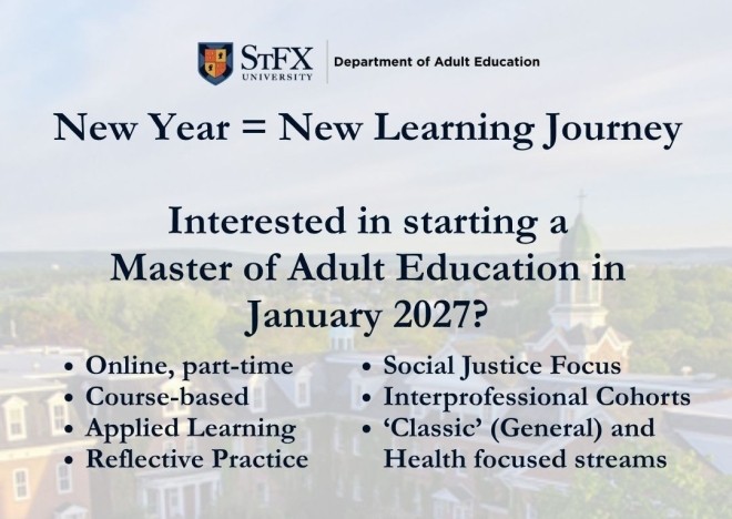 Master of Adult Education info session poster