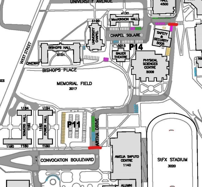 Campus parking map - Martha Drive