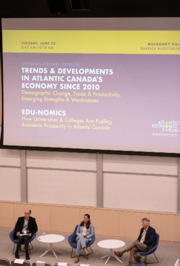 People speaking during the Atlantic Economic Forum