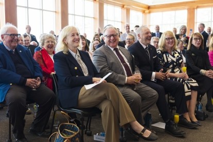 Crowd in McKenna Hall for funding announcement
