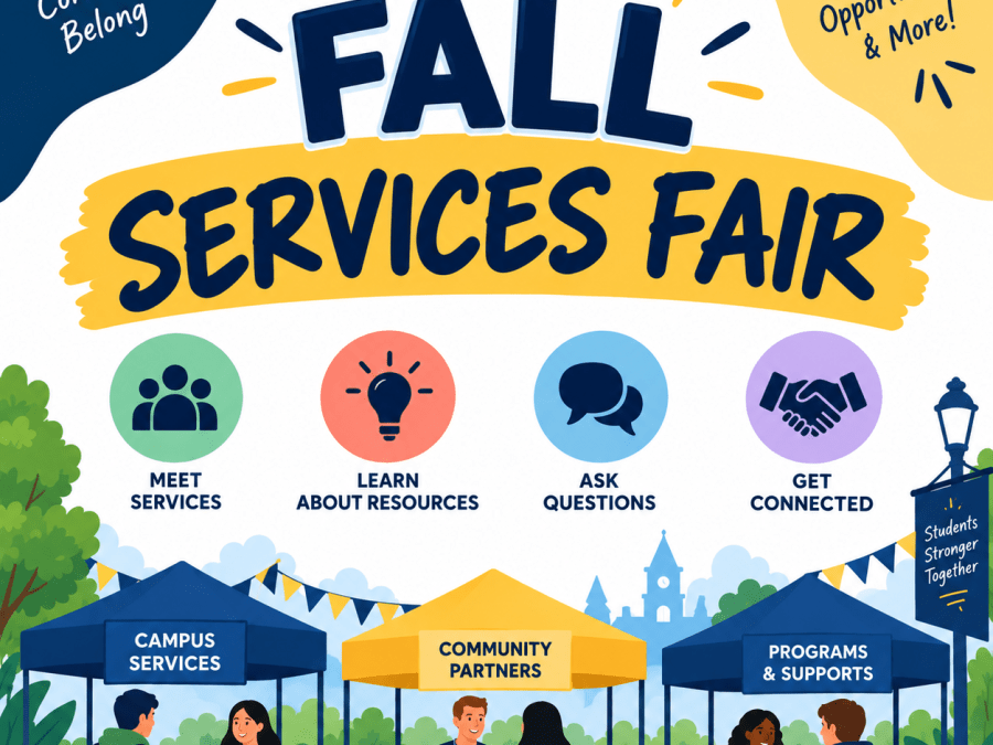 The image contains graphics announcing the Fall Services Fair 2026