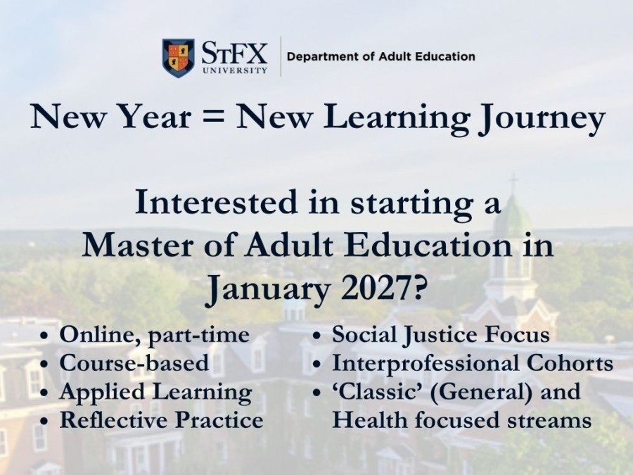 Master of Adult Education info session poster