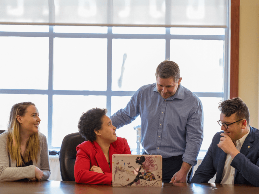 Professor Dave Mattie with students